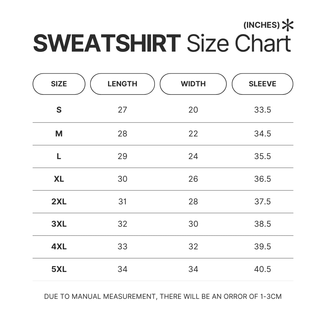 Sweatshirt Size Chart - Eagles Band Store