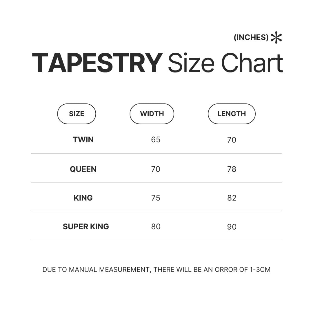 Tapestry Size Chart - Eagles Band Store